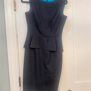 Tahari Black Midi Dress with Peplum